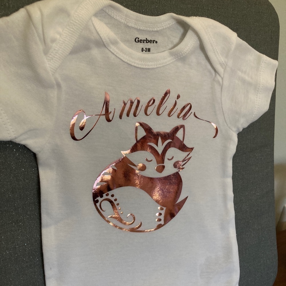 𝅺sale Customized Gerber One-piece Bodysuit with Fox